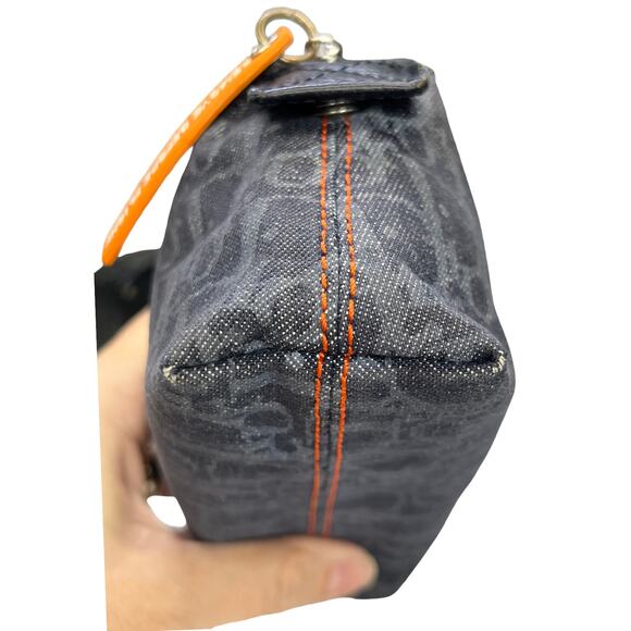 Christian Dior Homme Monogram Flight Pouch Navy Denim Orange Trim Made in Spain - Picture 14 of 14